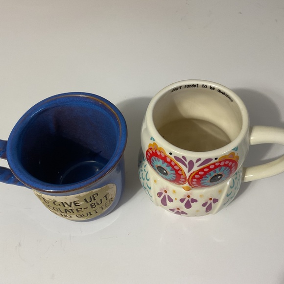 Humorous "I'd Give Up Chocolate But I'm No Quitter" & Folk Art Owl Mug - Picture 3 of 8